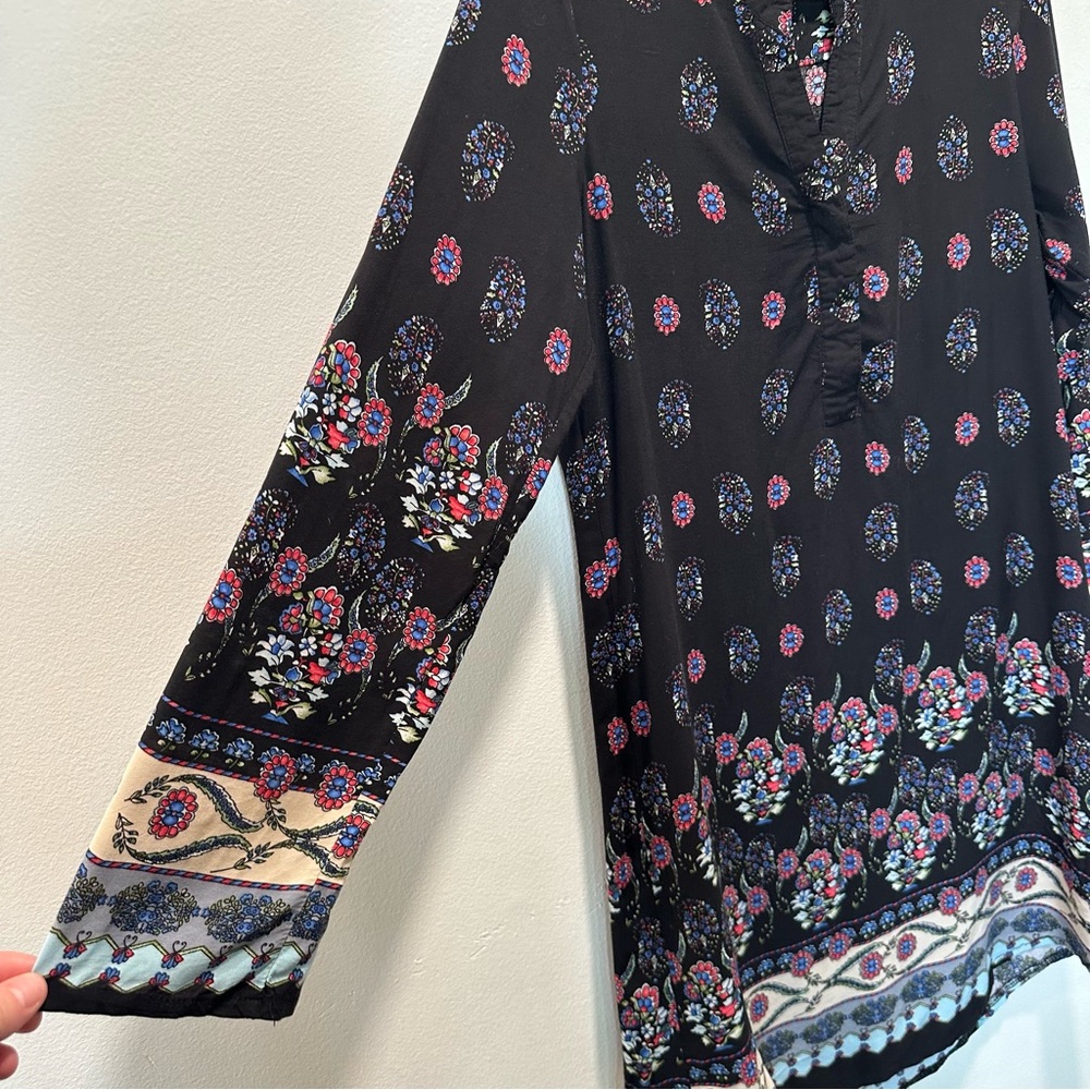 Vic Via Boho V-Neck Button Down Long Sleeve Sheath Shirt Dress Women’s size M - Picture 4 of 10
